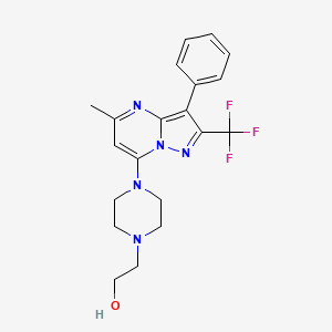 molecular formula C20H22F3N5O B2867939 2-(4-(5-Methyl-3-phenyl-2-(trifluoromethyl)pyrazolo[1,5-a]pyrimidin-7-yl)piperazin-1-yl)ethanol CAS No. 900869-43-4