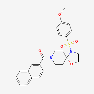 molecular formula C25H26N2O5S B2867945 (4-((4-甲氧基苯基)磺酰基)-1-氧杂-4,8-二氮杂螺[4.5]癸-8-基)(萘-2-基)甲酮 CAS No. 903303-74-2