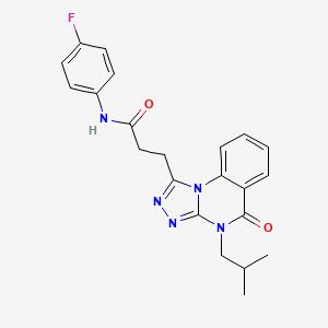 molecular formula C22H22FN5O2 B2867950 N-(4-fluorophenyl)-3-(4-isobutyl-5-oxo-4,5-dihydro[1,2,4]triazolo[4,3-a]quinazolin-1-yl)propanamide CAS No. 902972-10-5