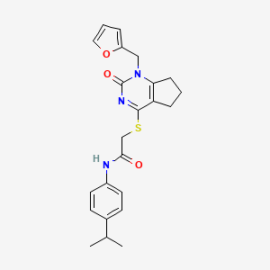 2-[[1-(furan-2-ylmethyl)-2-oxo-6,7-dihydro-5H-cyclopenta[d]pyrimidin-4-yl]sulfanyl]-N-(4-propan-2-ylphenyl)acetamide