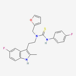 molecular formula C23H21F2N3OS B2867954 1-(2-(5-氟-2-甲基-1H-吲哚-3-基)乙基)-3-(4-氟苯基)-1-(呋喃-2-基甲基)硫脲 CAS No. 851970-76-8