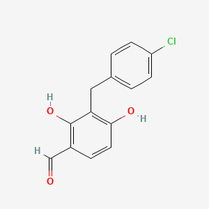 molecular formula C14H11ClO3 B2867963 3-[(4-Chlorophenyl)methyl]-2,4-dihydroxybenzaldehyde CAS No. 339020-35-8