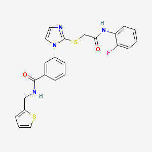 3-(2-((2-((2-fluorophenyl)amino)-2-oxoethyl)thio)-1H-imidazol-1-yl)-N-(thiophen-2-ylmethyl)benzamide