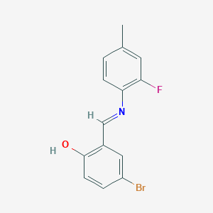 molecular formula C14H11BrFNO B2867975 4-溴-2-{(E)-[(2-氟-4-甲苯基)亚氨基]甲基}苯酚 CAS No. 1232817-85-4