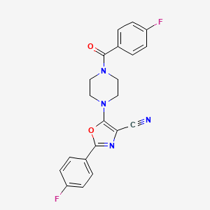 molecular formula C21H16F2N4O2 B2867979 5-(4-(4-氟苯甲酰)哌嗪-1-基)-2-(4-氟苯基)恶唑-4-腈 CAS No. 903864-40-4