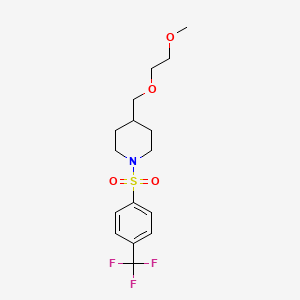 molecular formula C16H22F3NO4S B2867982 4-((2-Methoxyethoxy)methyl)-1-((4-(trifluoromethyl)phenyl)sulfonyl)piperidine CAS No. 1251609-33-2