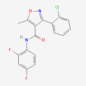 molecular formula C17H11ClF2N2O2 B2867989 3-(2-chlorophenyl)-N-(2,4-difluorophenyl)-5-methyl-1,2-oxazole-4-carboxamide CAS No. 326902-82-3