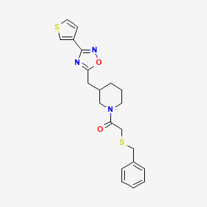2-(Benzylthio)-1-(3-((3-(thiophen-3-yl)-1,2,4-oxadiazol-5-yl)methyl)piperidin-1-yl)ethanone