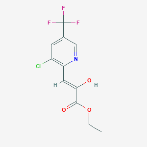 molecular formula C11H9ClF3NO3 B2867999 Ethyl 3-[3-chloro-5-(trifluoromethyl)-2-pyridinyl]-2-hydroxyacrylate CAS No. 338410-36-9