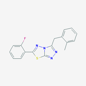 molecular formula C17H13FN4S B286800 6-(2-Fluorophenyl)-3-(2-methylbenzyl)[1,2,4]triazolo[3,4-b][1,3,4]thiadiazole 