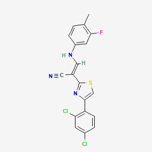 (E)-2-(4-(2,4-dichlorophenyl)thiazol-2-yl)-3-((3-fluoro-4-methylphenyl)amino)acrylonitrile