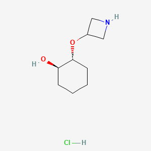 molecular formula C9H18ClNO2 B2868005 (1R,2R)-2-(Azetidin-3-yloxy)cyclohexan-1-ol;hydrochloride CAS No. 2126144-43-0