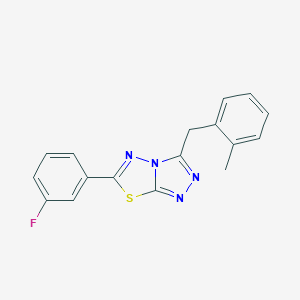 molecular formula C17H13FN4S B286801 6-(3-Fluorophenyl)-3-(2-methylbenzyl)[1,2,4]triazolo[3,4-b][1,3,4]thiadiazole 