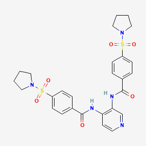 molecular formula C27H29N5O6S2 B2868015 4-吡咯烷-1-基磺酰基-N-[3-[(4-吡咯烷-1-基磺酰基苯甲酰)氨基]吡啶-4-基]苯甲酰胺 CAS No. 397290-06-1