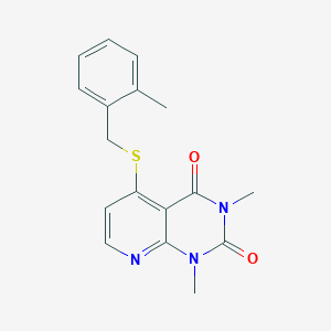 molecular formula C17H17N3O2S B2868023 1,3-Dimethyl-5-[(2-methylphenyl)methylsulfanyl]pyrido[2,3-d]pyrimidine-2,4-dione CAS No. 899988-25-1