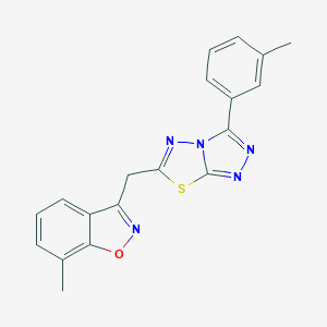 molecular formula C19H15N5OS B286804 7-Methyl-3-{[3-(3-methylphenyl)[1,2,4]triazolo[3,4-b][1,3,4]thiadiazol-6-yl]methyl}-1,2-benzisoxazole 