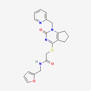 molecular formula C20H20N4O3S B2868052 N-(2-furylmethyl)-2-{[2-oxo-1-(pyridin-2-ylmethyl)-2,5,6,7-tetrahydro-1H-cyclopenta[d]pyrimidin-4-yl]thio}acetamide CAS No. 887197-06-0