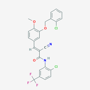 (E)-3-[3-[(2-chlorophenyl)methoxy]-4-methoxyphenyl]-N-[2-chloro-5-(trifluoromethyl)phenyl]-2-cyanoprop-2-enamide