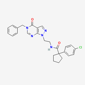 N-(2-(5-benzyl-4-oxo-4,5-dihydro-1H-pyrazolo[3,4-d]pyrimidin-1-yl)ethyl)-1-(4-chlorophenyl)cyclopentanecarboxamide