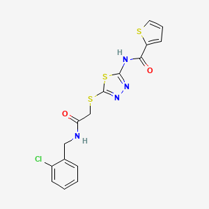 molecular formula C16H13ClN4O2S3 B2868072 N-(5-((2-((2-氯苄基)氨基)-2-氧代乙基)硫代)-1,3,4-噻二唑-2-基)噻吩-2-甲酰胺 CAS No. 868976-38-9