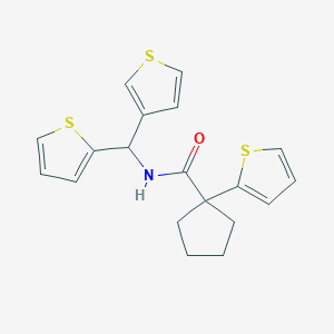 1-(thiophen-2-yl)-N-(thiophen-2-yl(thiophen-3-yl)methyl)cyclopentanecarboxamide