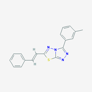 molecular formula C18H14N4S B286808 3-(3-Methylphenyl)-6-(2-phenylvinyl)[1,2,4]triazolo[3,4-b][1,3,4]thiadiazole 
