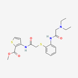 molecular formula C20H25N3O4S2 B2868103 3-({2-[(2-{[2-(二乙氨基)乙酰]氨基}苯基)硫代]乙酰}氨基)-2-噻吩甲酸甲酯 CAS No. 478045-06-6
