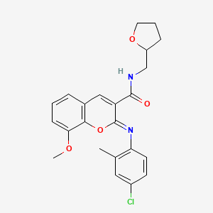 (2Z)-2-[(4-chloro-2-methylphenyl)imino]-8-methoxy-N-(tetrahydrofuran-2-ylmethyl)-2H-chromene-3-carboxamide