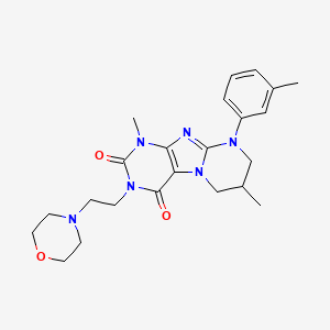molecular formula C23H30N6O3 B2868110 1,7-dimethyl-9-(3-methylphenyl)-3-(2-morpholin-4-ylethyl)-7,8-dihydro-6H-purino[7,8-a]pyrimidine-2,4-dione CAS No. 848729-50-0