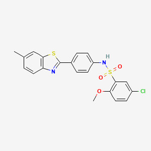 molecular formula C21H17ClN2O3S2 B2868116 [(5-Chloro-2-methoxyphenyl)sulfonyl][4-(6-methylbenzothiazol-2-yl)phenyl]amine CAS No. 873587-17-8