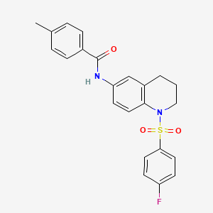 molecular formula C23H21FN2O3S B2868119 N-(1-((4-fluorophenyl)sulfonyl)-1,2,3,4-tetrahydroquinolin-6-yl)-4-methylbenzamide CAS No. 941971-68-2