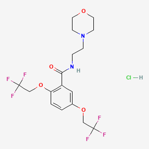 molecular formula C17H21ClF6N2O4 B2868126 4-[2-[[2,5-Bis[2,2,2-trifluoroethoxy]benzoyl]amino)ethyl]-1,4-oxazinan-4-ium chloride CAS No. 317833-13-9