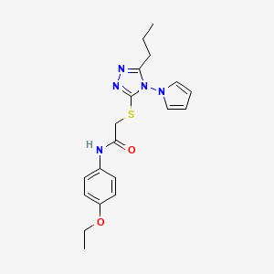 molecular formula C19H23N5O2S B2868135 N-(4-ethoxyphenyl)-2-{[5-propyl-4-(1H-pyrrol-1-yl)-4H-1,2,4-triazol-3-yl]sulfanyl}acetamide CAS No. 896289-90-0