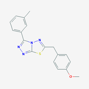 molecular formula C18H16N4OS B286814 Methyl 4-{[3-(3-methylphenyl)[1,2,4]triazolo[3,4-b][1,3,4]thiadiazol-6-yl]methyl}phenyl ether 