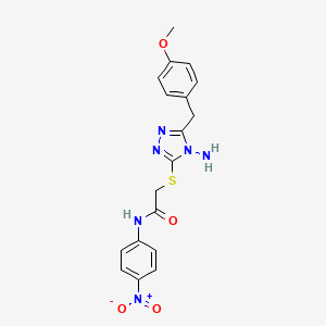 molecular formula C18H18N6O4S B2868142 2-((4-amino-5-(4-methoxybenzyl)-4H-1,2,4-triazol-3-yl)thio)-N-(4-nitrophenyl)acetamide CAS No. 905765-14-2