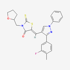 (Z)-5-((3-(3-fluoro-4-methylphenyl)-1-phenyl-1H-pyrazol-4-yl)methylene)-3-((tetrahydrofuran-2-yl)methyl)-2-thioxothiazolidin-4-one