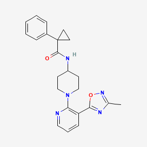 molecular formula C23H25N5O2 B2868161 N-(1-(3-(3-methyl-1,2,4-oxadiazol-5-yl)pyridin-2-yl)piperidin-4-yl)-1-phenylcyclopropanecarboxamide CAS No. 1396814-14-4
