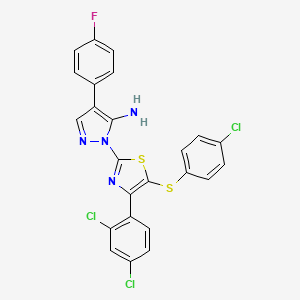 1-[5-[(4-chlorophenyl)sulfanyl]-4-(2,4-dichlorophenyl)-1,3-thiazol-2-yl]-4-(4-fluorophenyl)-1H-pyrazol-5-amine