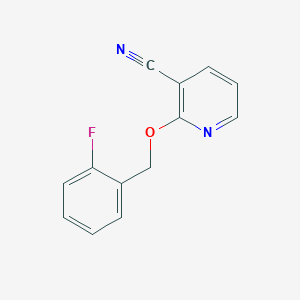 molecular formula C13H9FN2O B2868165 2-[(2-氟苯基)甲氧基]吡啶-3-腈 CAS No. 1266843-58-6