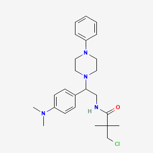 molecular formula C25H35ClN4O B2868168 3-chloro-N-(2-(4-(dimethylamino)phenyl)-2-(4-phenylpiperazin-1-yl)ethyl)-2,2-dimethylpropanamide CAS No. 1005297-47-1