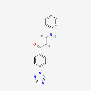 molecular formula C18H16N4O B2868169 (2E)-3-[(4-甲基苯基)氨基]-1-[4-(1H-1,2,4-三唑-1-基)苯基]丙-2-烯-1-酮 CAS No. 685107-73-7