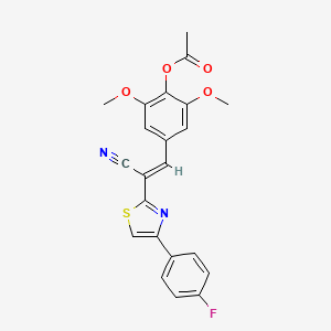 molecular formula C22H17FN2O4S B2868170 (E)-4-(2-氰基-2-(4-(4-氟苯基)噻唑-2-基)乙烯基)-2,6-二甲氧基苯基乙酸酯 CAS No. 683250-41-1