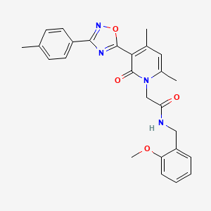 2-(4,6-dimethyl-2-oxo-3-(3-(p-tolyl)-1,2,4-oxadiazol-5-yl)pyridin-1(2H)-yl)-N-(2-methoxybenzyl)acetamide