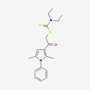 molecular formula C19H24N2OS2 B2868178 2-(2,5-dimethyl-1-phenyl-1H-pyrrol-3-yl)-2-oxoethyl diethylcarbamodithioate CAS No. 356569-57-8