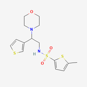 molecular formula C15H20N2O3S3 B2868185 5-methyl-N-(2-morpholino-2-(thiophen-3-yl)ethyl)thiophene-2-sulfonamide CAS No. 946222-07-7