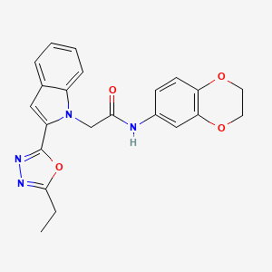 N-(2,3-dihydrobenzo[b][1,4]dioxin-6-yl)-2-(2-(5-ethyl-1,3,4-oxadiazol-2-yl)-1H-indol-1-yl)acetamide