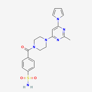 4-(4-(2-methyl-6-(1H-pyrrol-1-yl)pyrimidin-4-yl)piperazine-1-carbonyl)benzenesulfonamide