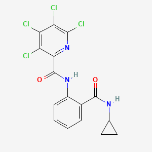 molecular formula C16H11Cl4N3O2 B2868191 3,4,5,6-tetrachloro-N-[2-(cyclopropylcarbamoyl)phenyl]pyridine-2-carboxamide CAS No. 1180239-08-0