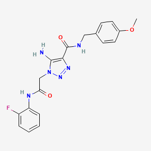 molecular formula C19H19FN6O3 B2868195 5-amino-1-{2-[(2-fluorophenyl)amino]-2-oxoethyl}-N-(4-methoxybenzyl)-1H-1,2,3-triazole-4-carboxamide CAS No. 1291849-11-0