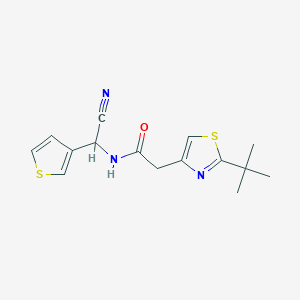 molecular formula C15H17N3OS2 B2868198 2-(2-tert-butyl-1,3-thiazol-4-yl)-N-[cyano(thiophen-3-yl)methyl]acetamide CAS No. 1355620-09-5